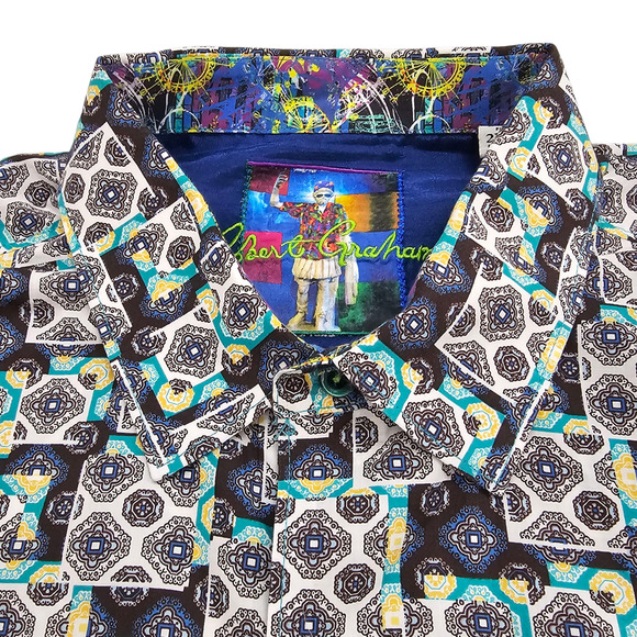 Robert Graham Shirt Mens 2XL Multicolor Geometric Button Down Long Sleeve Flip - Picture 10 of 16